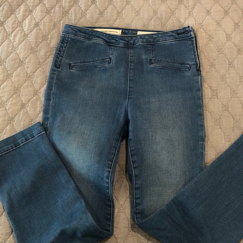 Pilcro and the Letterpress side zip jeans